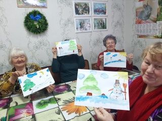   «Занятие по рисованию для пожилых людей «Рисуем зиму».  
